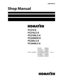 Komatsu PC210-8, PC210LC-8, PC210NLC-8, PC230NHD-8, PC240LC-8, PC240NLC-8 K50001 and up hydraulic excavator pdf shop manual  ...