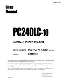 Manual de compra em pdf da escavadeira hidráulica Komatsu PC240LC-10 - Komatsu manuais - KOMATSU-CEBM024902