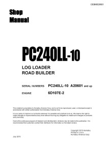 Manual de compra em pdf da escavadeira hidráulica Komatsu PC240LL-10 - Komatsu manuais - KOMATSU-CEBM028501