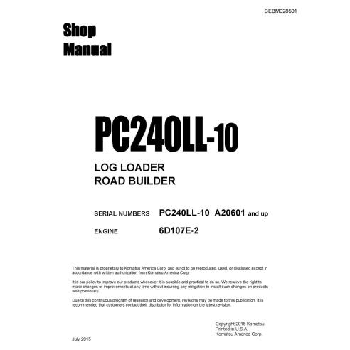 Excavadora hidráulica Komatsu PC240LL-10 manual de la tienda pdf - Komatsu manuales - KOMATSU-CEBM028501