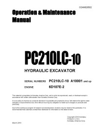 Manuel d'utilisation et de maintenance de la pelle hydraulique Komatsu PC210LC-10 pdf - Komatsu manuels - KOMATSU-CEAM026502