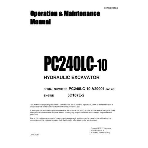 Manuel d'utilisation et de maintenance de la pelle hydraulique Komatsu PC240LC-10 pdf - Komatsu manuels - KOMATSU-CEAM025104