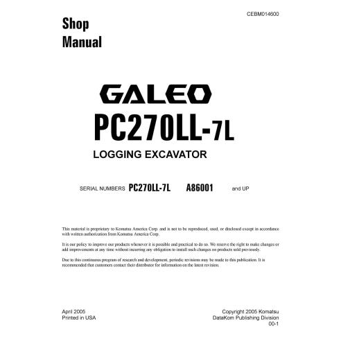 Komatsu GALEO PC270LL-7L logging excavator pdf shop manual  - Komatsu manuals - KOMATSU-CEBD014600