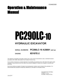 Komatsu PC290LC-10 hydraulic excavator pdf shop manual  - Komatsu manuals - KOMATSU-CEAM025306