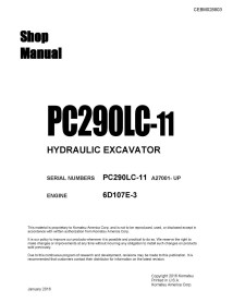 Komatsu PC290LC-11 hydraulic excavator pdf shop manual  - Komatsu manuals - KOMATSU-CEBM028803