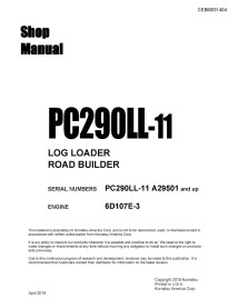 Excavadora hidráulica Komatsu PC290LL-11 manual de la tienda pdf - Komatsu manuales - KOMATSU-CEBM031404