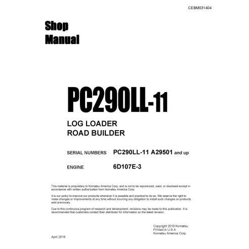 Excavadora hidráulica Komatsu PC290LL-11 manual de la tienda pdf - Komatsu manuales - KOMATSU-CEBM031404