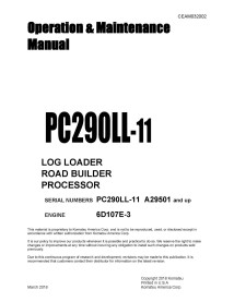 Manual de operação e manutenção em pdf da escavadeira hidráulica Komatsu PC290LL-11 - Komatsu manuais