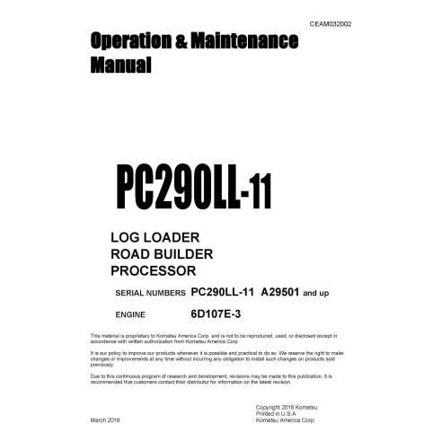 Komatsu PC290LL-11 hydraulic excavator pdf operation & maintenance manual  - Komatsu manuals - KOMATSU-CEAM032002