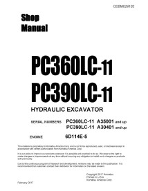 Excavadora hidráulica Komatsu PC360LC-11, PC390LC-11 manual de la tienda pdf - Komatsu manuales - KOMATSU-CEBM029105