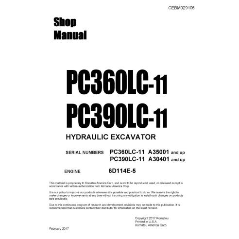 Manual de compra em pdf da escavadeira hidráulica Komatsu PC360LC-11, PC390LC-11 - Komatsu manuais - KOMATSU-CEBM029105