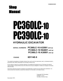 Manuel d'atelier pdf de la pelle hydraulique Komatsu PC360LC-10, PC390LC-10 - Komatsu manuels - KOMATSU-CEBM025205