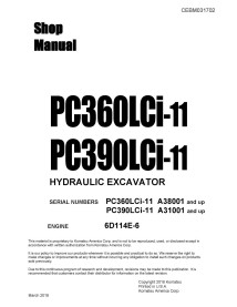 Komatsu PC360LCi-11, PC390LCi-11 hydraulic excavator pdf shop manual  - Komatsu manuals - KOMATSU-CEBM031702