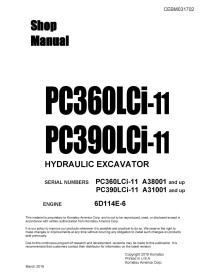 Manuel d'atelier pdf de la pelle hydraulique Komatsu PC360LCi-11, PC390LCi-11 - Komatsu manuels - KOMATSU-CEBM031702