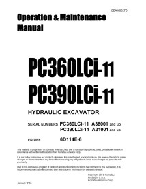 Manuel d'utilisation et d'entretien de la pelle hydraulique Komatsu PC360LCi-11, PC390LCi-11 pdf - Komatsu manuels - KOMATSU-...