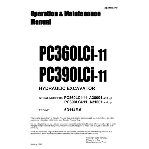 Manuel d'utilisation et d'entretien de la pelle hydraulique Komatsu PC360LCi-11, PC390LCi-11 pdf - Komatsu manuels - KOMATSU-...