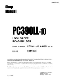 Komatsu PC390LL-10 hydraulic excavator pdf shop manual  - Komatsu manuals