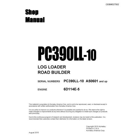 Manuel d'atelier pdf de la pelle hydraulique Komatsu PC390LL-10 - Komatsu manuels - KOMATSU-CEBM027502