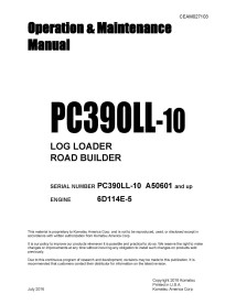Manuel d'utilisation et d'entretien de la pelle hydraulique Komatsu PC390LL-10 pdf - Komatsu manuels - KOMATSU-CEAM027103