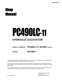 Komatsu PC490LC-11 hydraulic excavator pdf shop manual  - Komatsu manuals - KOMATSU-CEBM028303