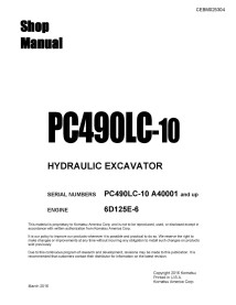 Komatsu PC490LC-10 hydraulic excavator pdf shop manual  - Komatsu manuals