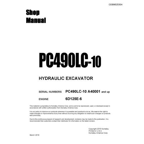 Excavadora hidráulica Komatsu PC490LC-10 manual de la tienda pdf - Komatsu manuales - KOMATSU-CEBM025304