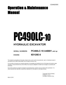 Manuel d'utilisation et de maintenance de la pelle hydraulique Komatsu PC490LC-10 pdf - Komatsu manuels - KOMATSU-CEAM025505