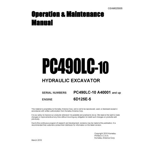 Manuel d'utilisation et de maintenance de la pelle hydraulique Komatsu PC490LC-10 pdf - Komatsu manuels - KOMATSU-CEAM025505