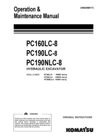 Manuel d'utilisation et d'entretien de la pelle hydraulique Komatsu PC160LC-8, PC190LC-8, PC190NLC-8 pdf - Komatsu manuels - ...