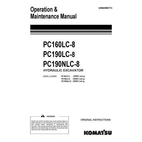 Manual de operação e manutenção em pdf de escavadeira hidráulica Komatsu PC160LC-8, PC190LC-8, PC190NLC-8 - Komatsu manuais -...