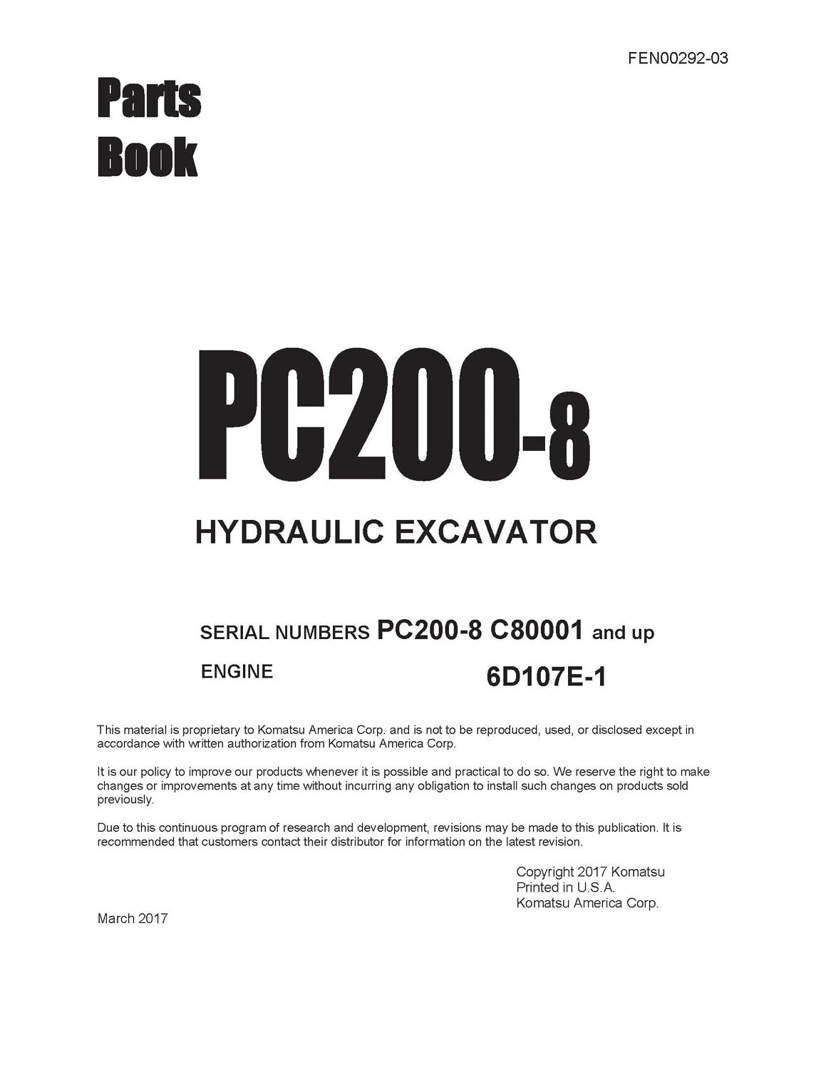Komatsu PC200-8, PC200LC-8, PC220-8, PC220LC-8 hydraulic excavator