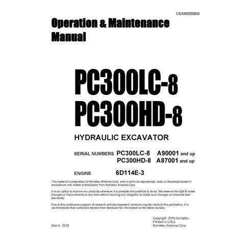 Excavadora hidráulica Komatsu PC300LC-8, PC300HD-8 pdf manual de operación y mantenimiento - Komatsu manuales - KOMATSU-CEAM0...