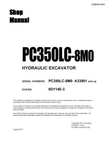 Komatsu PC350LC-8M0 hydraulic excavator pdf shop manual  - Komatsu manuals - KOMATSU-CEBM031900
