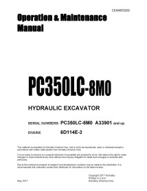 Komatsu PC350LC-8M0 hydraulic excavator pdf operation & maintenance manual  - Komatsu manuals - KOMATSU-CEAM033200