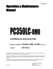 Manual de operação e manutenção em pdf da escavadeira hidráulica Komatsu PC350LC-8M0 - Komatsu manuais - KOMATSU-CEAM033200