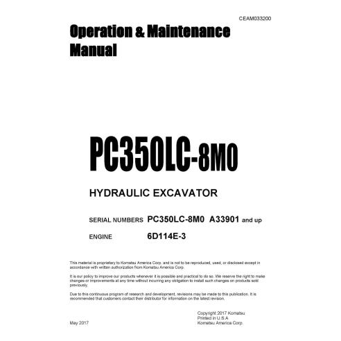 Manual de operação e manutenção em pdf da escavadeira hidráulica Komatsu PC350LC-8M0 - Komatsu manuais - KOMATSU-CEAM033200