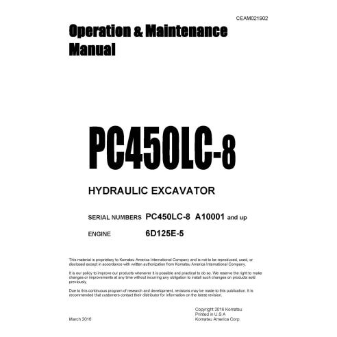 Manuel d'utilisation et d'entretien de la pelle hydraulique Komatsu PC450LC-8 pdf - Komatsu manuels - KOMATSU-CEAM021902