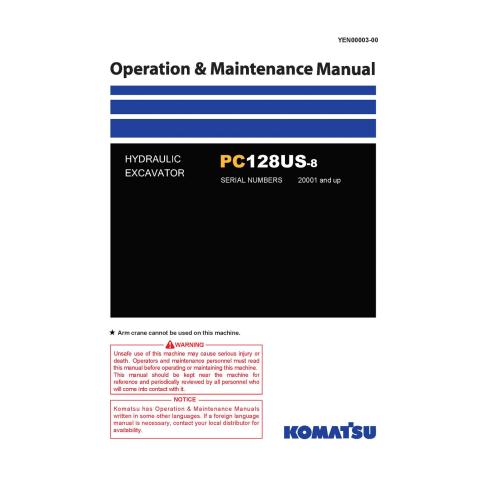 Excavadora hidráulica Komatsu PC128US-8 pdf manual de operación y mantenimiento - Komatsu manuales - KOMATSU-YEN00003-00