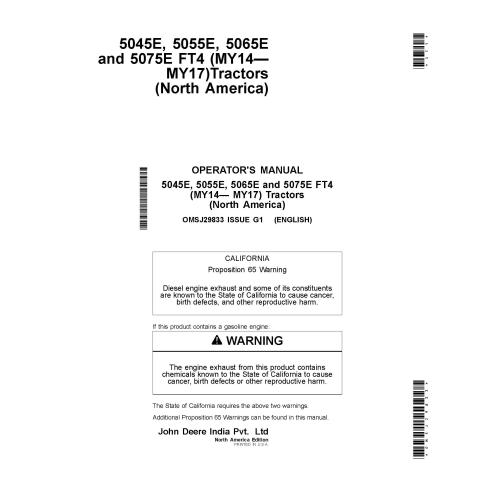 John Deere 5045E, 5055E, 5065E, 5075E tractor pdf manual del operador - John Deere manuales - JD-OMSJ29833