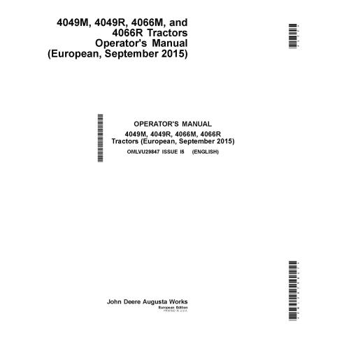 JD-OMLVU29847 John Deere 4049M, 4049R, 4066M, 4066R compact tractor operator's manual (OMLVU29847)