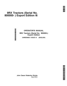 Manuel d'utilisation du tracteur John Deere 9420RX, 9470RX, 9520RX, 9570RX, 9620RX pdf - John Deere manuels - JD-OMRE584631