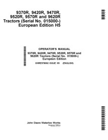 John Deere 9370R, 9420R, 9470R, 9520R, 9570R, 9620R tractor pdf manual del operador - John Deere manuales - JD-OMRE578662