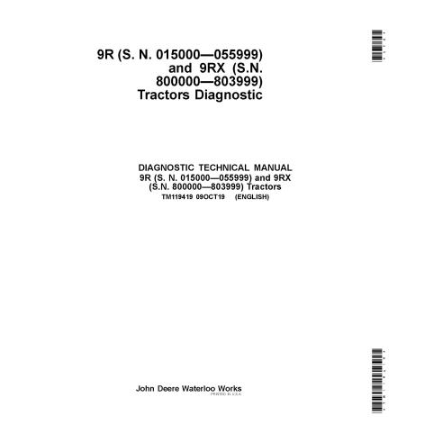 TM119419 John Deere 9370R, 9420R, 9470R, 9520R, 9570R, 9620R, 9470RX, 9520RX, 9570RX, 9620RX tractor diagnostic technical man...