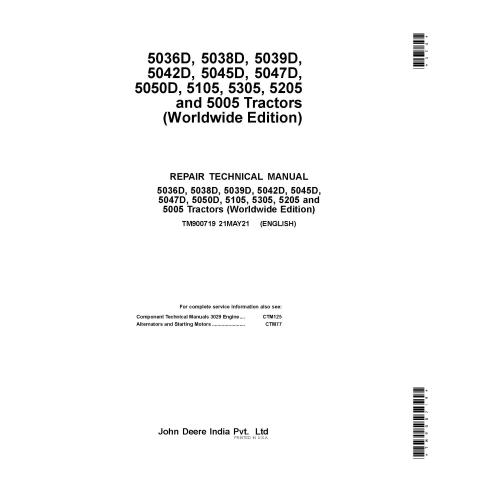 TM900719 Technicien de réparation de tracteurs John Deere 5036D - 5050D, 5305 (TM900719)