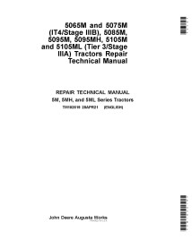 TM102619 Manual técnico de reparação dos tratores John Deere 5065M, 5075M, 5085M, 5095M, 5095MH, 5105M, 5105ML (TM102619)