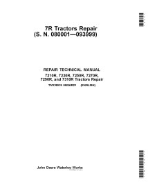 TM118919 Manuel technique de réparation des tracteurs John Deere 7210R, 7230R, 7250R, 7270R, 7290R, 7310R (TM118919)