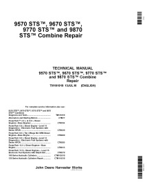 John Deere 9570 STS, 9670 STS, 9770 STS, 9870 STS combine pdf repair technical manual  - John Deere manuals - JD-TM101919