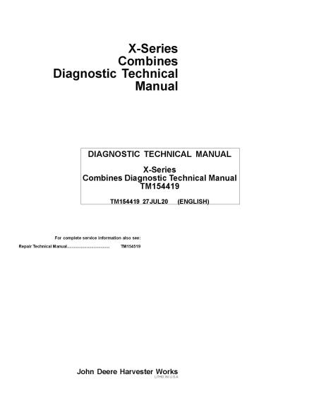 TM154419 Manuel technique de diagnostic de la moissonneuse-batteuse John Deere X9 1000, 1100 (TM154419)