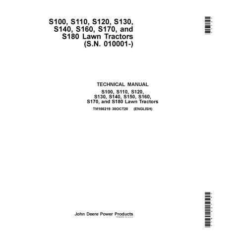 TM166219 John Deere S100, S110, S120, S130, S140, S150, S160, S170, and S180 tractor pdf repair manual (TM166219)