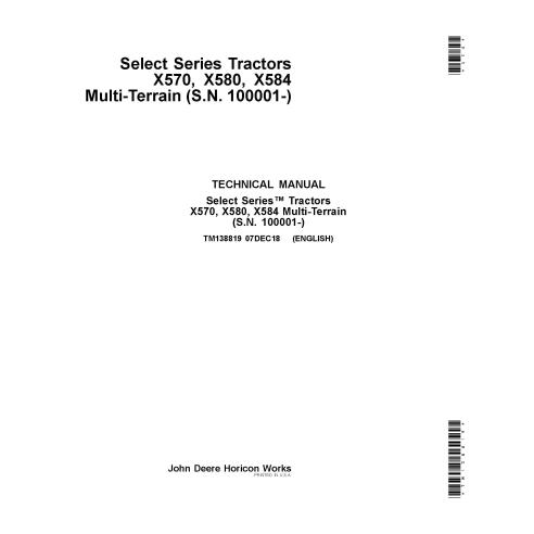 TM138819 Manual técnico em PDF do trator multiterreno John Deere X570, X580, X584 (TM138819)